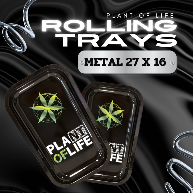 Plant of Life Black Rolling Tray V.2 - 27x16cm